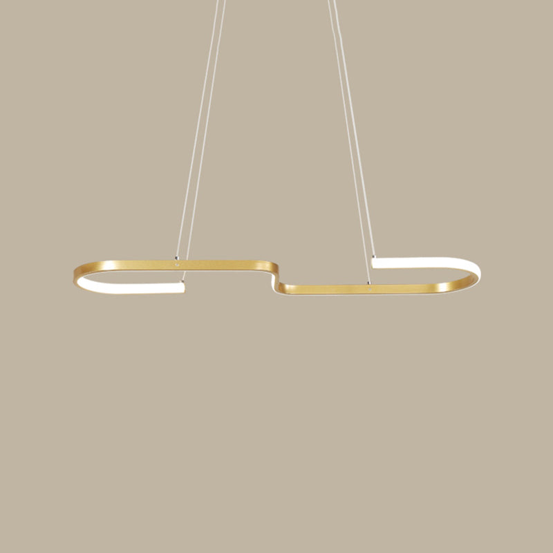 Ring and Curve Dining Room Island Pendant Light Metal Simplicity LED Ceiling Light Clearhalo 'Ceiling Lights' 'Island Lights' Lighting' 2064184