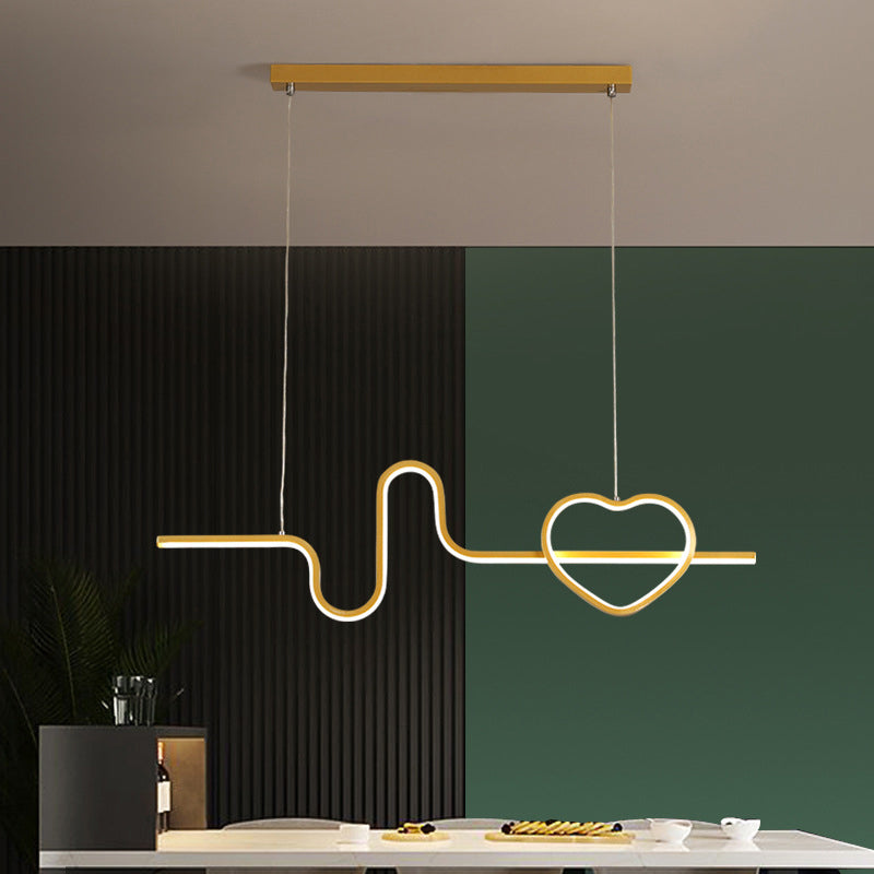 Artistic Heart and Line Island Light Fixture Metal Dining Room LED Ceiling Pendant Light Clearhalo 'Ceiling Lights' 'Island Lights' Lighting' 2064187