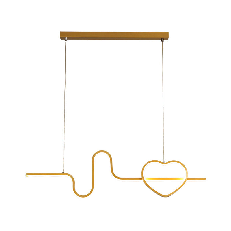 Artistic Heart and Line Island Light Fixture Metal Dining Room LED Ceiling Pendant Light Clearhalo 'Ceiling Lights' 'Island Lights' Lighting' 2064188