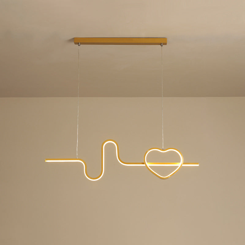 Artistic Heart and Line Island Light Fixture Metal Dining Room LED Ceiling Pendant Light Clearhalo 'Ceiling Lights' 'Island Lights' Lighting' 2064189