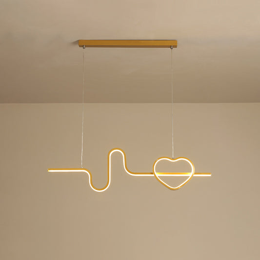 Artistic Heart and Line Island Light Fixture Metal Dining Room LED Ceiling Pendant Light Clearhalo 'Ceiling Lights' 'Island Lights' Lighting' 2064189