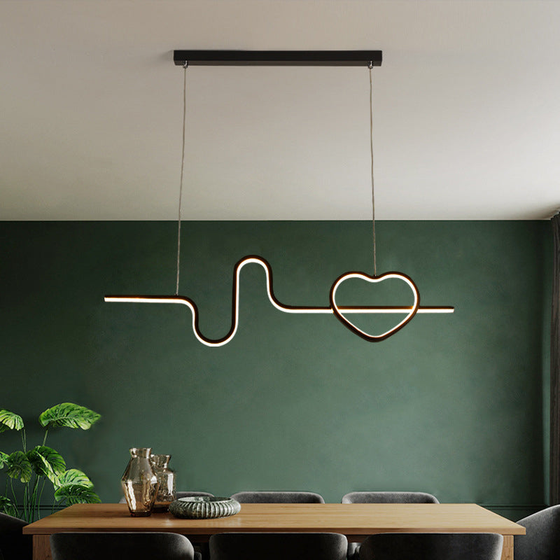Artistic Heart and Line Island Light Fixture Metal Dining Room LED Ceiling Pendant Light Clearhalo 'Ceiling Lights' 'Island Lights' Lighting' 2064191