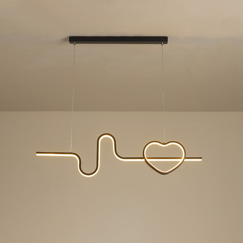 Artistic Heart and Line Island Light Fixture Metal Dining Room LED Ceiling Pendant Light Clearhalo 'Ceiling Lights' 'Island Lights' Lighting' 2064192