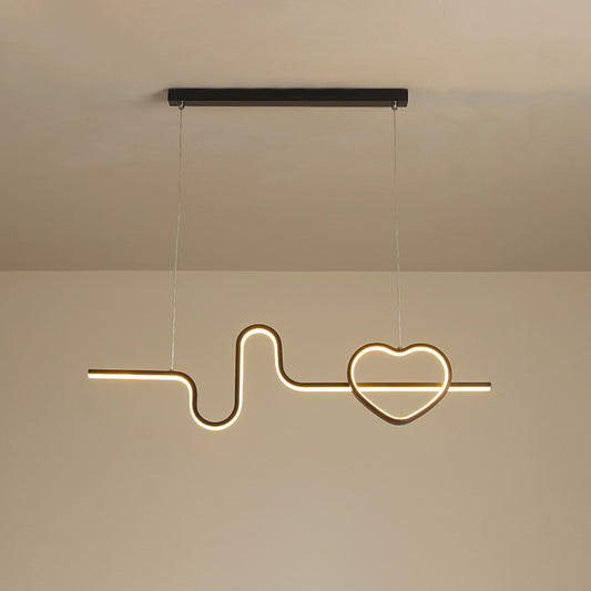 Artistic Heart and Line Island Light Fixture Metal Dining Room LED Ceiling Pendant Light Clearhalo 'Ceiling Lights' 'Island Lights' Lighting' 2064192