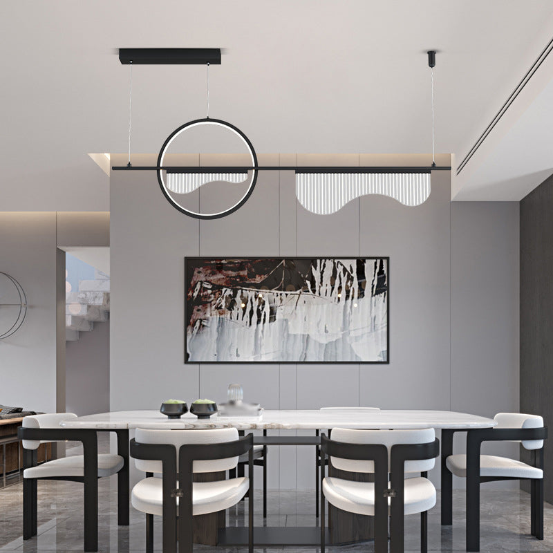 Geometric Shaped Dining Room Island Light Fixture Acrylic Artistic LED Ceiling Pendant Light Black Clearhalo 'Ceiling Lights' 'Island Lights' Lighting' 2064198