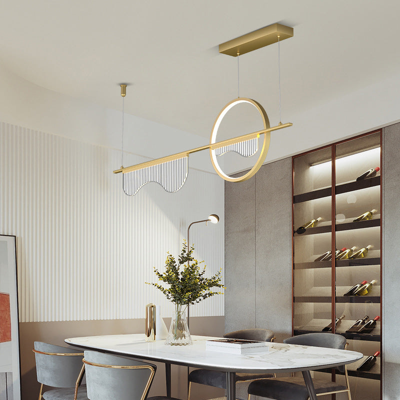 Geometric Shaped Dining Room Island Light Fixture Acrylic Artistic LED Ceiling Pendant Light Gold Clearhalo 'Ceiling Lights' 'Island Lights' Lighting' 2064202