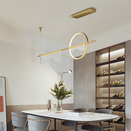 Geometric Shaped Dining Room Island Light Fixture Acrylic Artistic LED Ceiling Pendant Light Gold Clearhalo 'Ceiling Lights' 'Island Lights' Lighting' 2064202