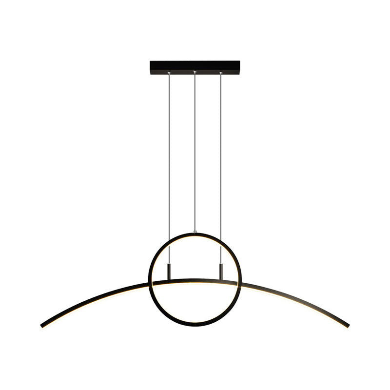 Artistic Ring and Arc Island Pendant Light Metal Dining Room LED Ceiling Light Fixture Clearhalo 'Ceiling Lights' 'Island Lights' Lighting' 2064211