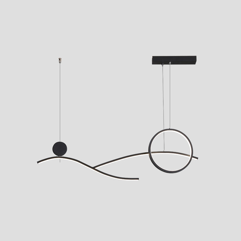 Ring and Curve LED Hanging Light Minimalist Metal Dining Room Island Ceiling Light Clearhalo 'Ceiling Lights' 'Island Lights' Lighting' 2064216