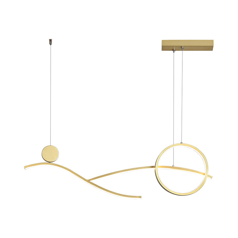 Ring and Curve LED Hanging Light Minimalist Metal Dining Room Island Ceiling Light Clearhalo 'Ceiling Lights' 'Island Lights' Lighting' 2064218