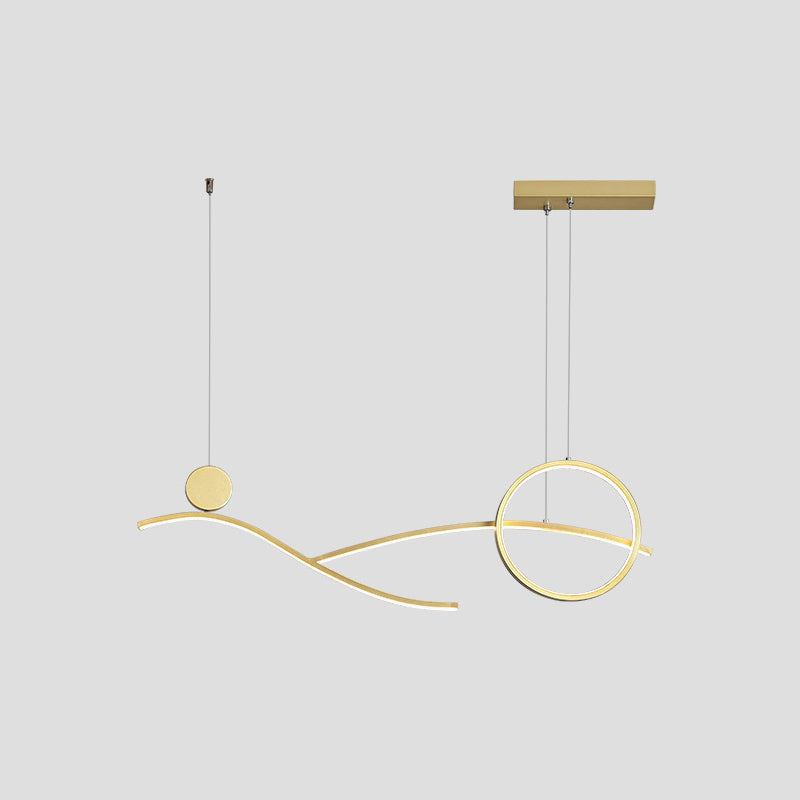 Ring and Curve LED Hanging Light Minimalist Metal Dining Room Island Ceiling Light Clearhalo 'Ceiling Lights' 'Island Lights' Lighting' 2064219