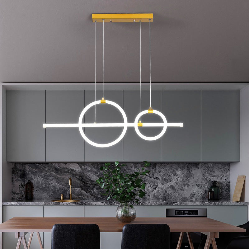 Gold Linear and Ring LED Hanging Lamp Simplicity Acrylic Island Chandelier Light for Dining Room Gold Clearhalo 'Ceiling Lights' 'Island Lights' Lighting' 2064222