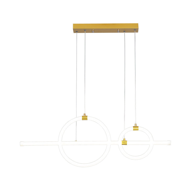 Gold Linear and Ring LED Hanging Lamp Simplicity Acrylic Island Chandelier Light for Dining Room Clearhalo 'Ceiling Lights' 'Island Lights' Lighting' 2064226