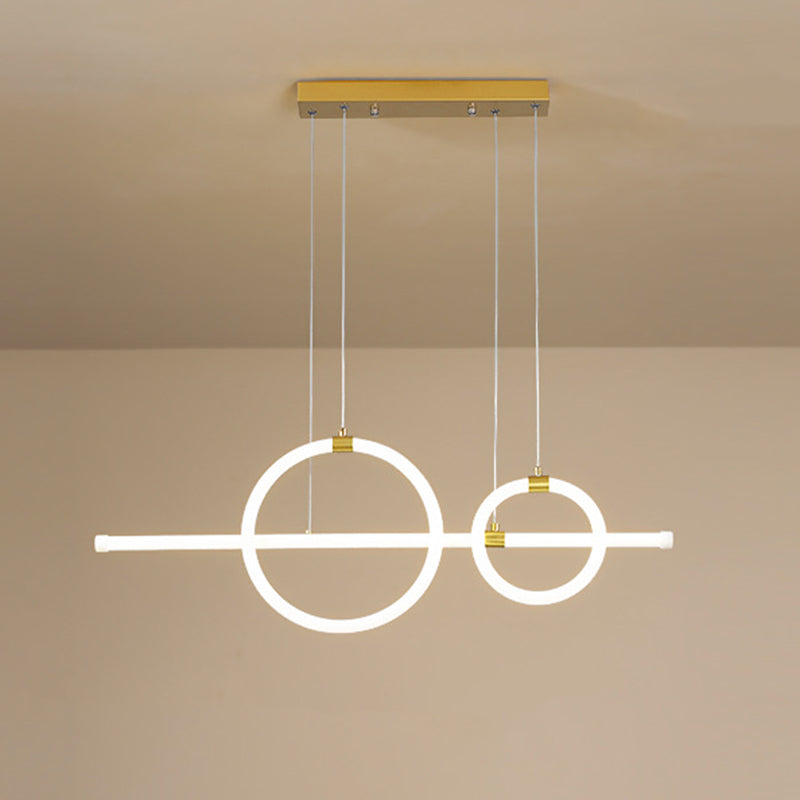 Gold Linear and Ring LED Hanging Lamp Simplicity Acrylic Island Chandelier Light for Dining Room Clearhalo 'Ceiling Lights' 'Island Lights' Lighting' 2064227