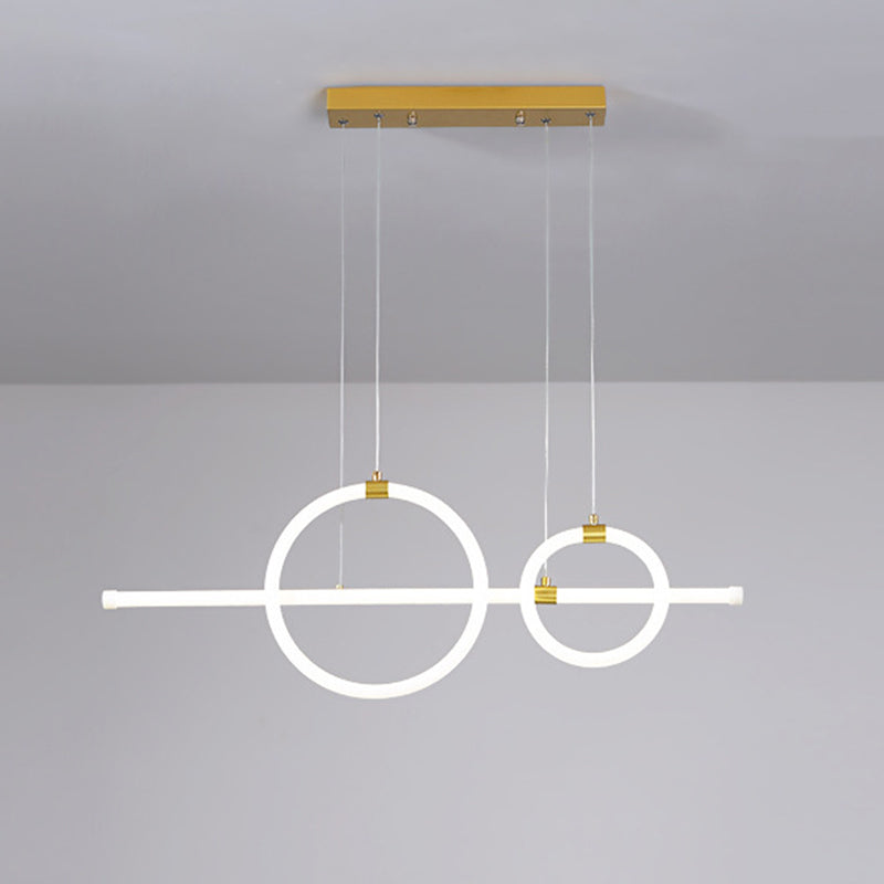 Gold Linear and Ring LED Hanging Lamp Simplicity Acrylic Island Chandelier Light for Dining Room Clearhalo 'Ceiling Lights' 'Island Lights' Lighting' 2064228