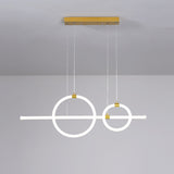 Gold Linear and Ring LED Hanging Lamp Simplicity Acrylic Island Chandelier Light for Dining Room Clearhalo 'Ceiling Lights' 'Island Lights' Lighting' 2064228