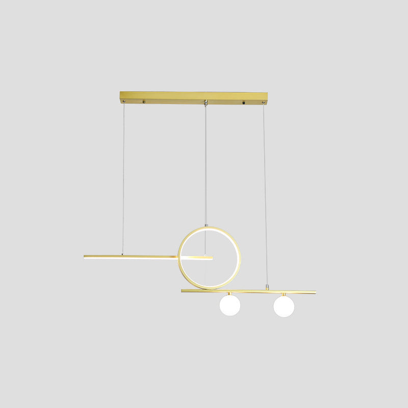 Ring and Linear Dining Room LED Hanging Light Metal Minimalist Island Ceiling Light with Globe Acrylic Shade Clearhalo 'Ceiling Lights' 'Island Lights' Lighting' 2064231