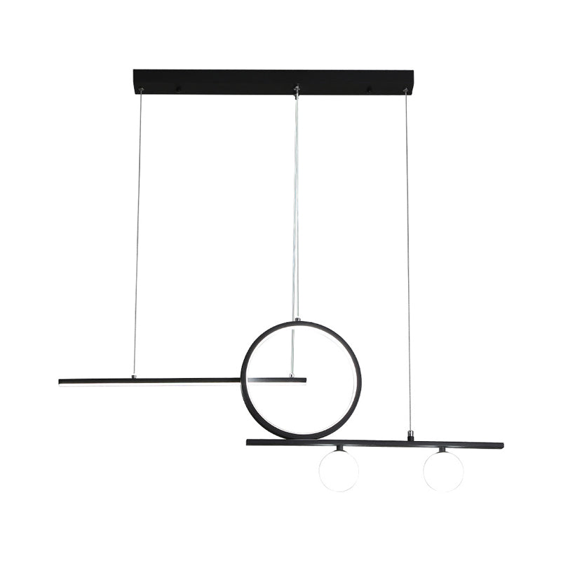 Ring and Linear Dining Room LED Hanging Light Metal Minimalist Island Ceiling Light with Globe Acrylic Shade Clearhalo 'Ceiling Lights' 'Island Lights' Lighting' 2064233