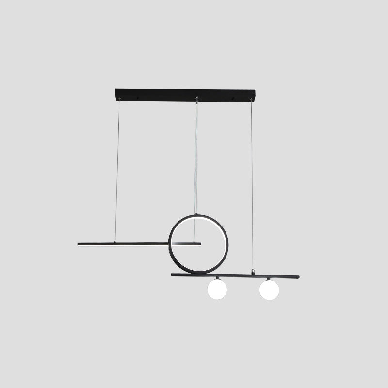 Ring and Linear Dining Room LED Hanging Light Metal Minimalist Island Ceiling Light with Globe Acrylic Shade Clearhalo 'Ceiling Lights' 'Island Lights' Lighting' 2064234