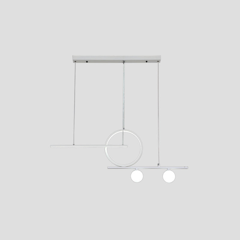 Ring and Linear Dining Room LED Hanging Light Metal Minimalist Island Ceiling Light with Globe Acrylic Shade Clearhalo 'Ceiling Lights' 'Island Lights' Lighting' 2064236