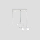 Ring and Linear Dining Room LED Hanging Light Metal Minimalist Island Ceiling Light with Globe Acrylic Shade Clearhalo 'Ceiling Lights' 'Island Lights' Lighting' 2064236