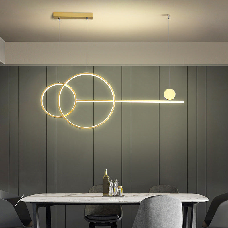 Ring and Linear LED Hanging Lamp Simplicity Metal Dining Room Island Chandelier Light Clearhalo 'Ceiling Lights' 'Island Lights' Lighting' 2064247