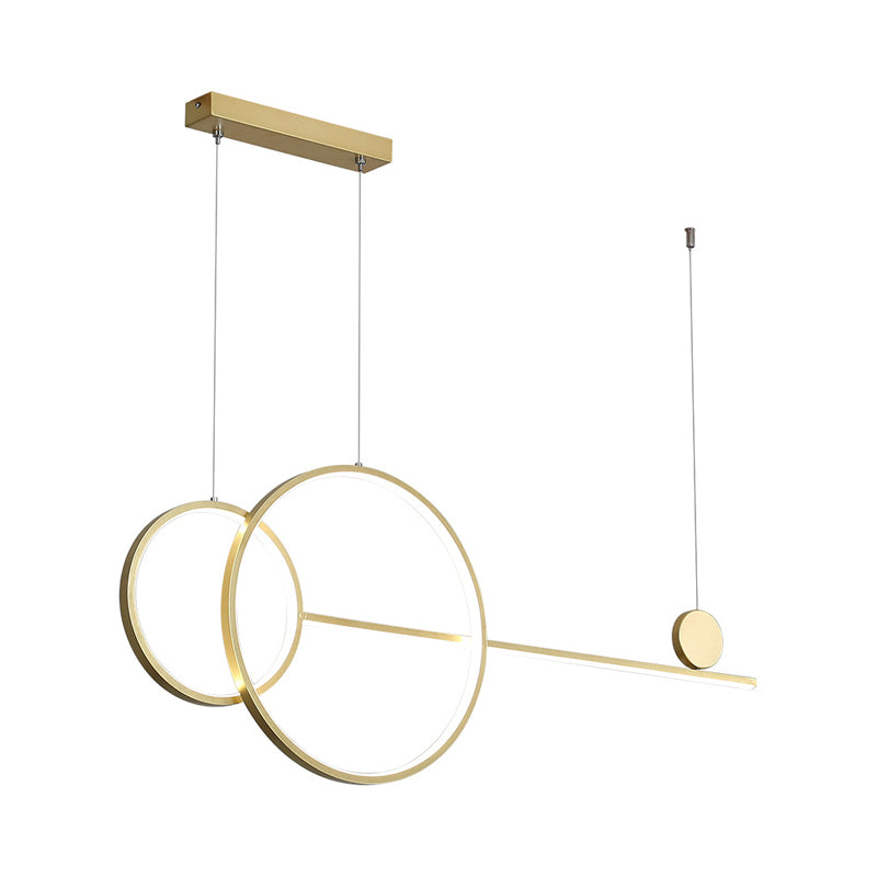 Ring and Linear LED Hanging Lamp Simplicity Metal Dining Room Island Chandelier Light Clearhalo 'Ceiling Lights' 'Island Lights' Lighting' 2064248