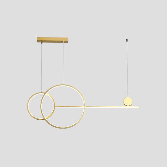 Ring and Linear LED Hanging Lamp Simplicity Metal Dining Room Island Chandelier Light Clearhalo 'Ceiling Lights' 'Island Lights' Lighting' 2064249