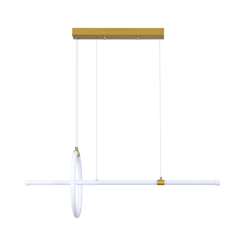 Ring and Tube Dining Room LED Hanging Lamp Acrylic Simplicity Island Chandelier Light in Gold Clearhalo 'Ceiling Lights' 'Island Lights' Lighting' 2064258