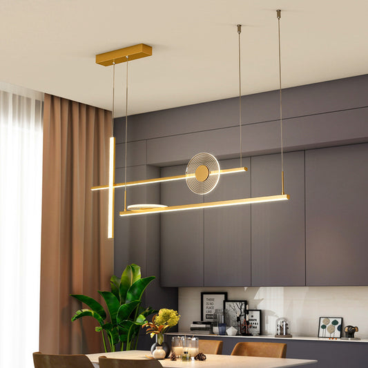 Artistic Bar Shaped LED Hanging Light Fixture Acrylic Dining Room Island Chandelier Light Clearhalo 'Ceiling Lights' 'Island Lights' Lighting' 2064262