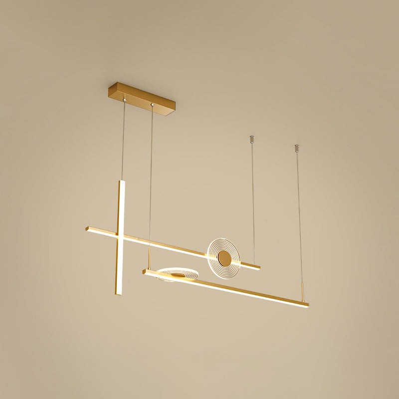 Artistic Bar Shaped LED Hanging Light Fixture Acrylic Dining Room Island Chandelier Light Clearhalo 'Ceiling Lights' 'Island Lights' Lighting' 2064264