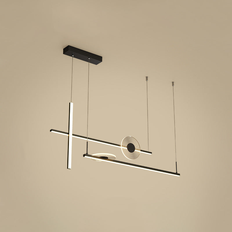 Artistic Bar Shaped LED Hanging Light Fixture Acrylic Dining Room Island Chandelier Light Clearhalo 'Ceiling Lights' 'Island Lights' Lighting' 2064267