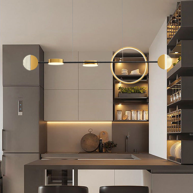 Circle Metal Island Pendant Light Contemporary Gold LED Ceiling Light for Dining Room 5 Gold Clearhalo 'Ceiling Lights' 'Island Lights' Lighting' 2064273