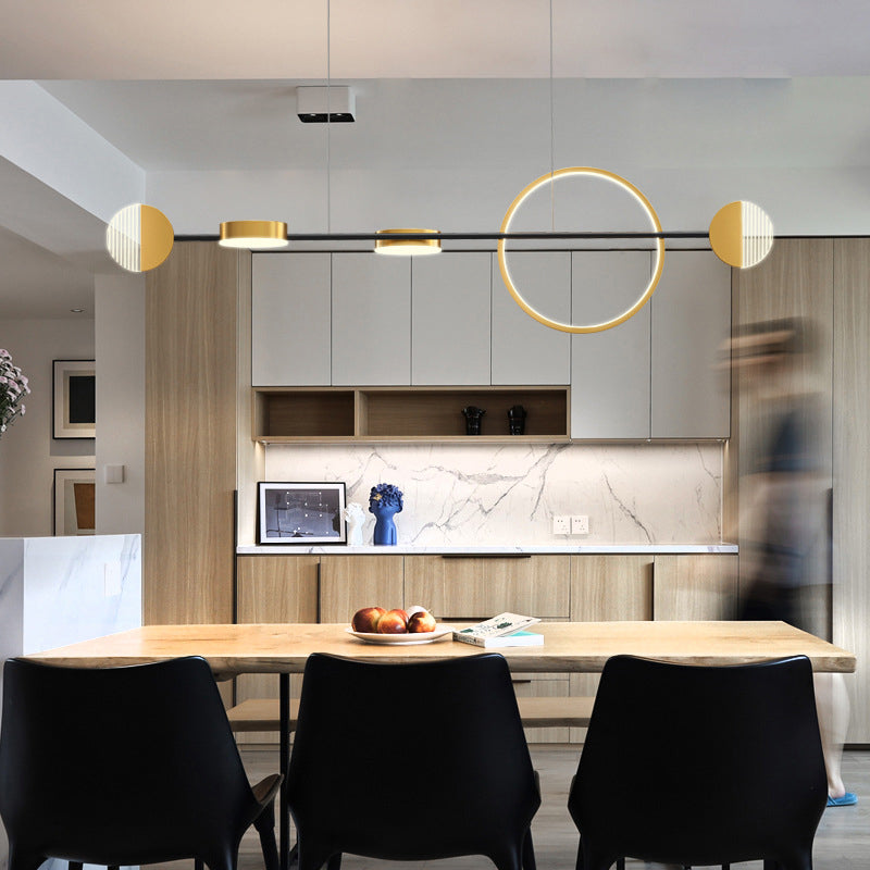 Circle Metal Island Pendant Light Contemporary Gold LED Ceiling Light for Dining Room Clearhalo 'Ceiling Lights' 'Island Lights' Lighting' 2064276
