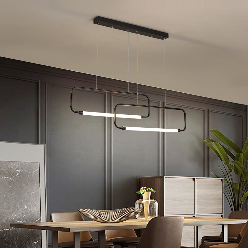 Geometrical Dining Room LED Hanging Light Acrylic Minimalist Island Ceiling Light Black Clearhalo 'Ceiling Lights' 'Island Lights' Lighting' 2064296