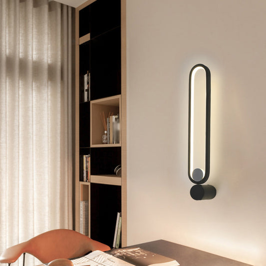 Black Oblong LED Wall Mounted Light Simplicity Metal Rotatable Wall Sconce Lighting Black Clearhalo 'Cast Iron' 'Glass' 'Industrial' 'Modern wall lights' 'Modern' 'Tiffany' 'Traditional wall lights' 'Wall Lamps & Sconces' 'Wall Lights' Lighting' 2064339