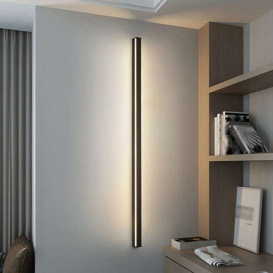 Rectangular Linear Wall Sconce Light Minimalist Metal Bedroom LED Wall Mount Lighting in Black Clearhalo 'Cast Iron' 'Glass' 'Industrial' 'Modern wall lights' 'Modern' 'Tiffany' 'Traditional wall lights' 'Wall Lamps & Sconces' 'Wall Lights' Lighting' 2064355