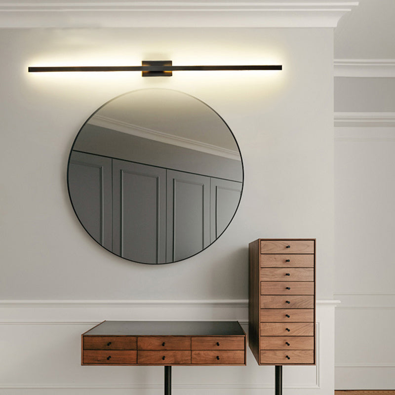 Linear Shaped Metal LED Wall Lighting Contemporary Black Sconce Light Fixture for Corridor Black Clearhalo 'Cast Iron' 'Glass' 'Industrial' 'Modern wall lights' 'Modern' 'Tiffany' 'Traditional wall lights' 'Wall Lamps & Sconces' 'Wall Lights' Lighting' 2064365