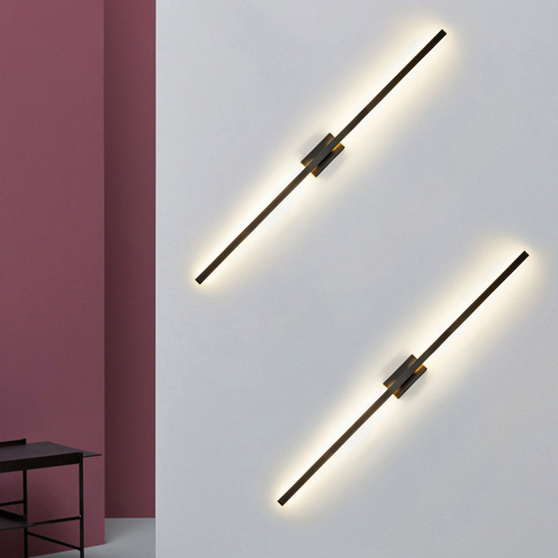 Linear Shaped Metal LED Wall Lighting Contemporary Black Sconce Light Fixture for Corridor Clearhalo 'Cast Iron' 'Glass' 'Industrial' 'Modern wall lights' 'Modern' 'Tiffany' 'Traditional wall lights' 'Wall Lamps & Sconces' 'Wall Lights' Lighting' 2064366