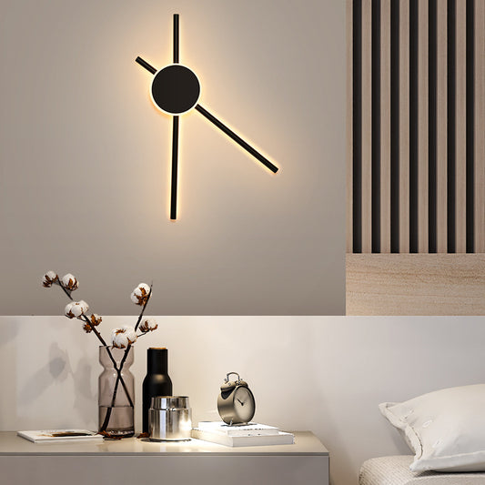 Black Hour Hand Wall Sconce Light Minimalist Metal LED Wall Mount Lighting for Living Room Black B Clearhalo 'Cast Iron' 'Glass' 'Industrial' 'Modern wall lights' 'Modern' 'Tiffany' 'Traditional wall lights' 'Wall Lamps & Sconces' 'Wall Lights' Lighting' 2064373
