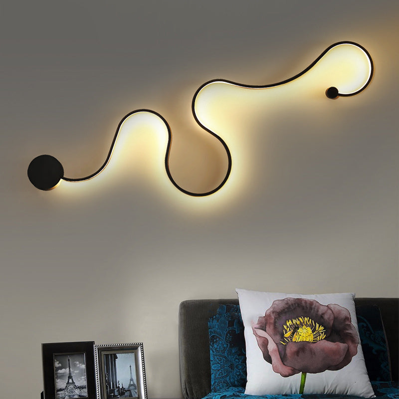 Curved Wall Sconce Light Minimalist Metal Black LED Wall Mount Lighting for Corridor Clearhalo 'Cast Iron' 'Glass' 'Industrial' 'Modern wall lights' 'Modern' 'Tiffany' 'Traditional wall lights' 'Wall Lamps & Sconces' 'Wall Lights' Lighting' 2064385
