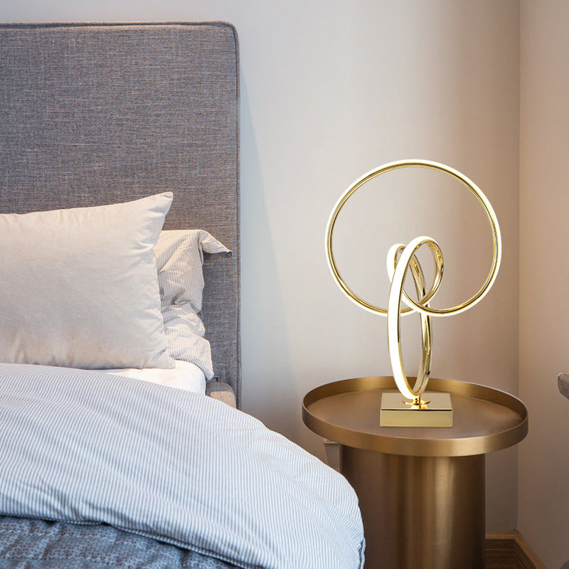 Metal Twisted Ring Shape LED Table Light Contemporary Gold Nightstand Lamp for Bedside Gold Clearhalo 'Lamps' 'Table Lamps' Lighting' 2064389