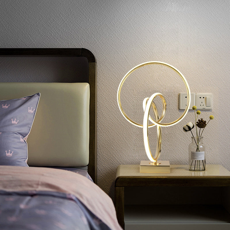 Metal Twisted Ring Shape LED Table Light Contemporary Gold Nightstand Lamp for Bedside Clearhalo 'Lamps' 'Table Lamps' Lighting' 2064390
