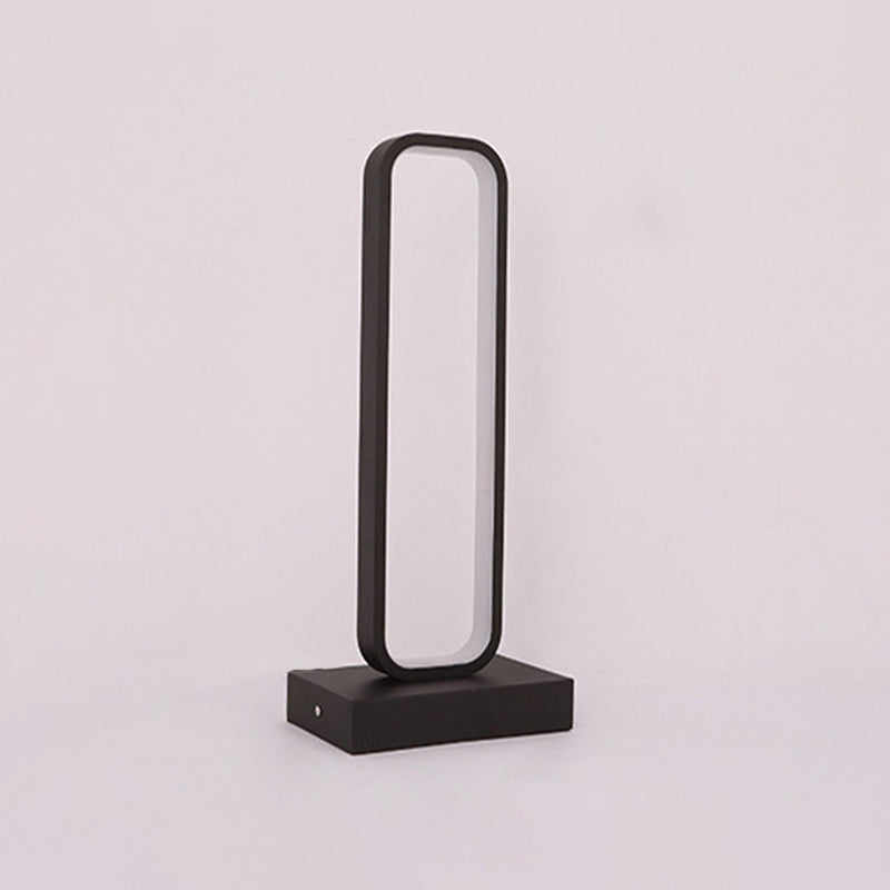 Black Rounded-Edge Rectangle Nightstand Lamp Simplicity Metal LED Table Light for Bedside Clearhalo 'Lamps' 'Table Lamps' Lighting' 2064405