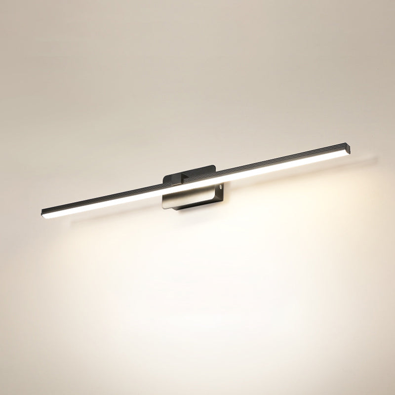Minimalism Linear Shaped Vanity LED Sconce Metal Powder Room Wall Lighting Fixture Black Clearhalo 'Cast Iron' 'Glass' 'Industrial' 'Modern wall lights' 'Modern' 'Tiffany' 'Traditional wall lights' 'Vanity Lights' 'Wall Lights' Lighting' 2064406