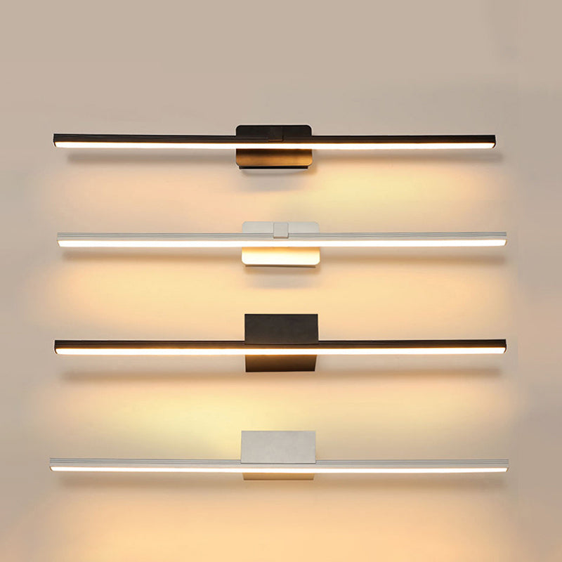 Minimalism Linear Shaped Vanity LED Sconce Metal Powder Room Wall Lighting Fixture Clearhalo 'Cast Iron' 'Glass' 'Industrial' 'Modern wall lights' 'Modern' 'Tiffany' 'Traditional wall lights' 'Vanity Lights' 'Wall Lights' Lighting' 2064407