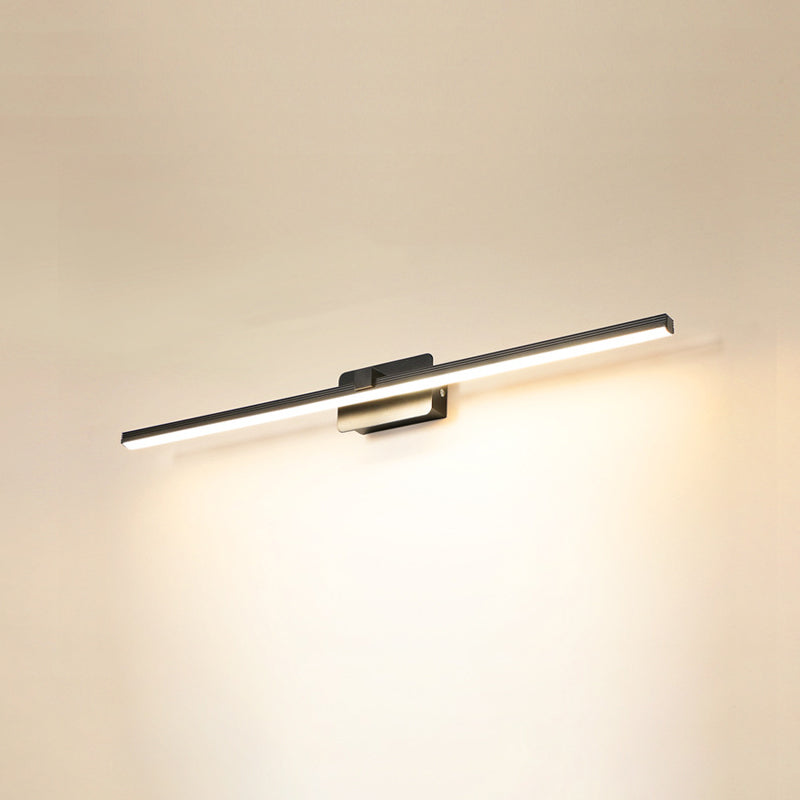 Minimalism Linear Shaped Vanity LED Sconce Metal Powder Room Wall Lighting Fixture Clearhalo 'Cast Iron' 'Glass' 'Industrial' 'Modern wall lights' 'Modern' 'Tiffany' 'Traditional wall lights' 'Vanity Lights' 'Wall Lights' Lighting' 2064408