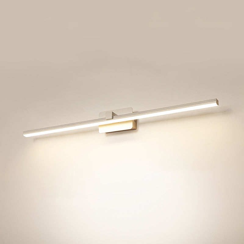 Minimalism Linear Shaped Vanity LED Sconce Metal Powder Room Wall Lighting Fixture White Clearhalo 'Cast Iron' 'Glass' 'Industrial' 'Modern wall lights' 'Modern' 'Tiffany' 'Traditional wall lights' 'Vanity Lights' 'Wall Lights' Lighting' 2064410