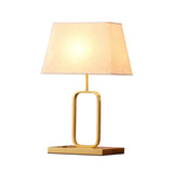 Contemporary Rounded Rectangle Table Light Metal 1-Light Bedside Nightstand Lamp with Fabric Shade in Gold Clearhalo 'Lamps' 'Table Lamps' Lighting' 2064445