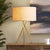 Fabric Drum Shaped Table Lamp Artistic 1 Bulb Nightstand Light with Metallic Tripod Flaxen Clearhalo 'Lamps' 'Table Lamps' Lighting' 2064456